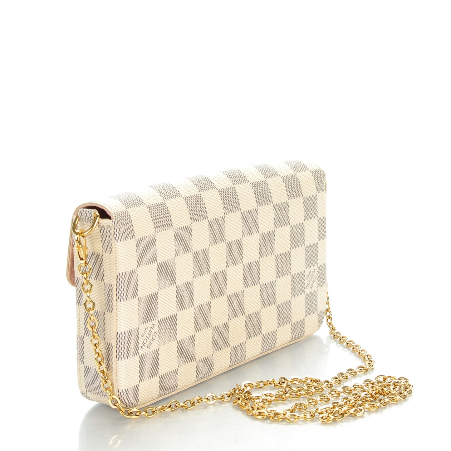 Damier Azur Pochette Felicie Chain Wallet Rose Ballerine