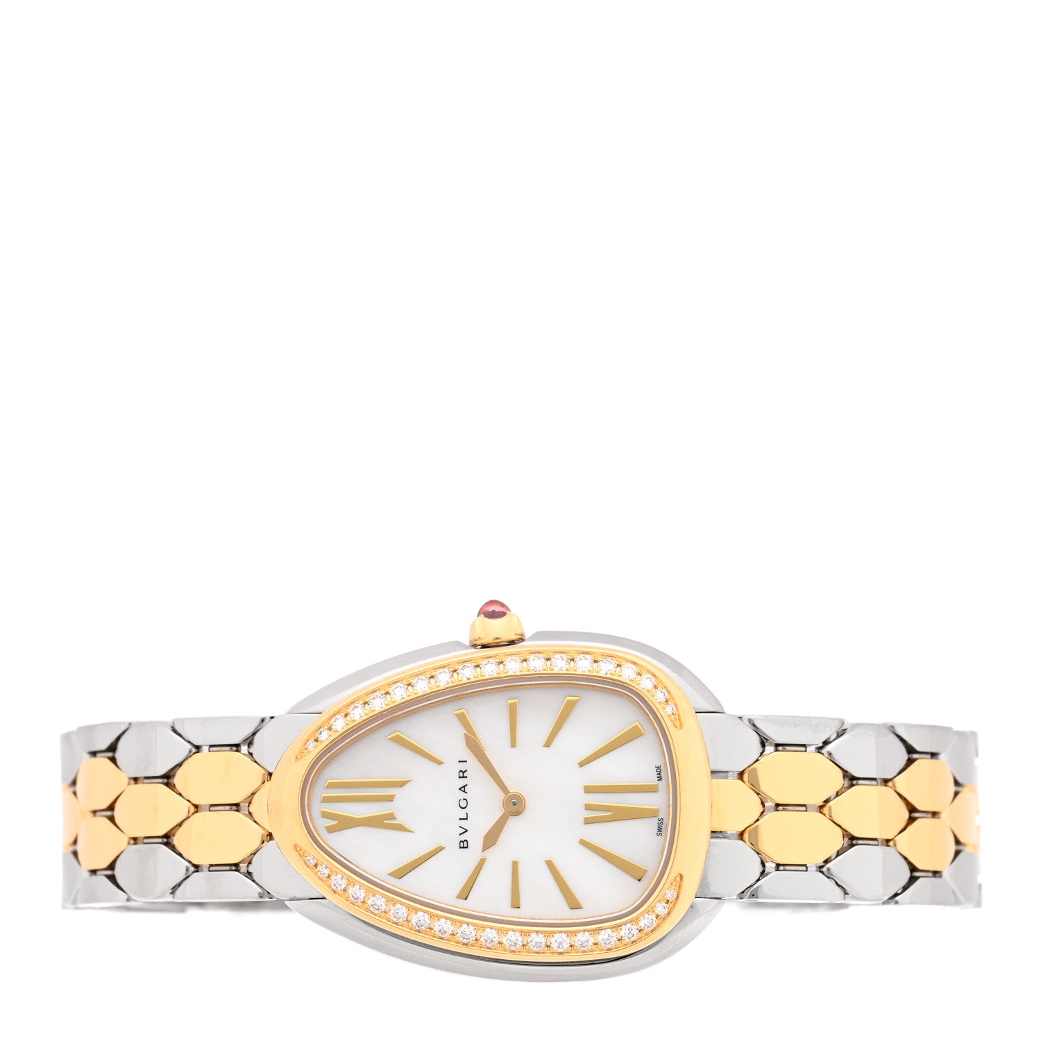 Bulgari Stainless Steel 18K Yellow Gold Diamond Bezel 33mm Serpenti Seduttori Quartz Watch 2 of 5