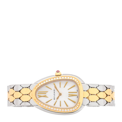 Bulgari Stainless Steel 18K Yellow Gold Diamond Bezel 33mm Serpenti Seduttori Quartz Watch 2 of 5