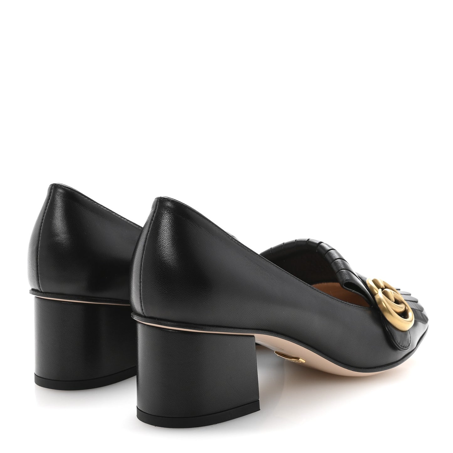 Malaga Kid GG Marmont Fringe 50mm Loafer Pumps 37 Black