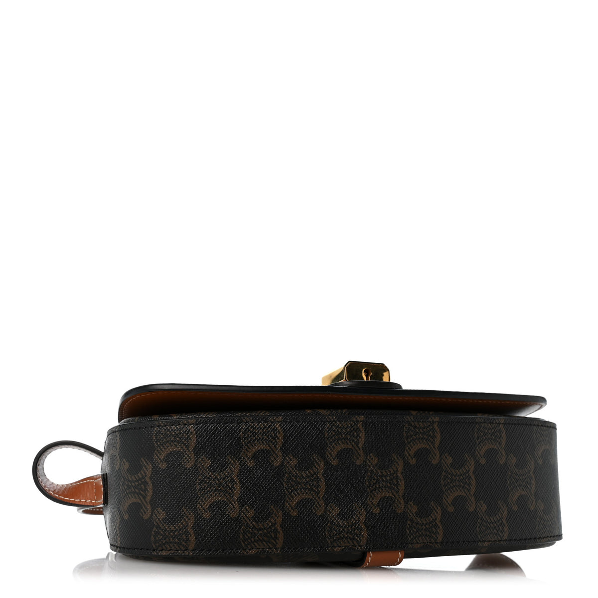 Triomphe Canvas Calfskin Tabou Clutch on Strap Tan