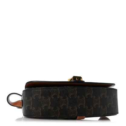 Celine Triomphe Canvas Calfskin Tabou Clutch on Strap Tan 4 of 10