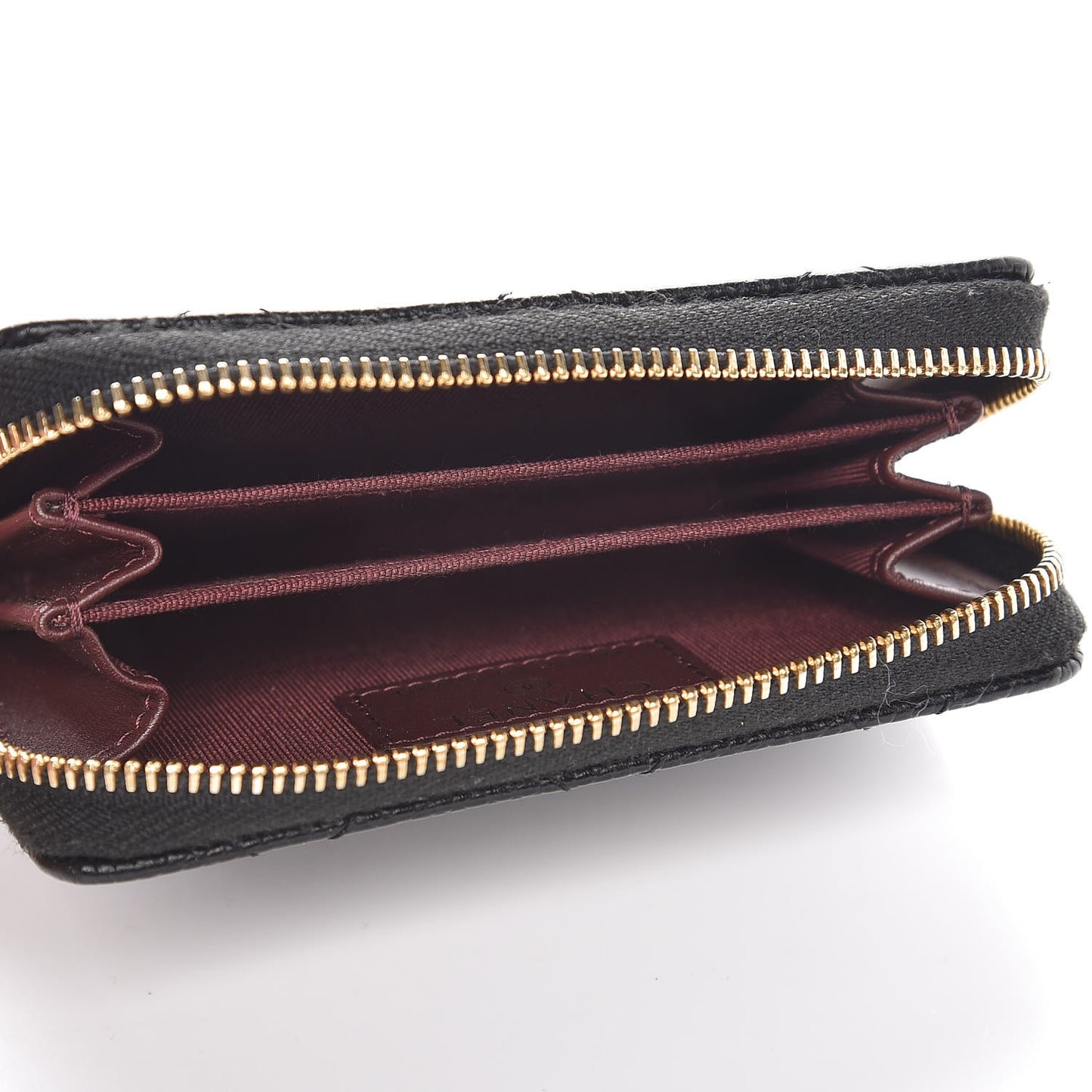 Caviar Quilted Zip Coin Purse Black