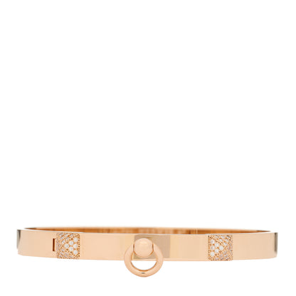 Hermes 18K Rose Gold Diamond PM Collier De Chien Bracelet ST 1 of 4