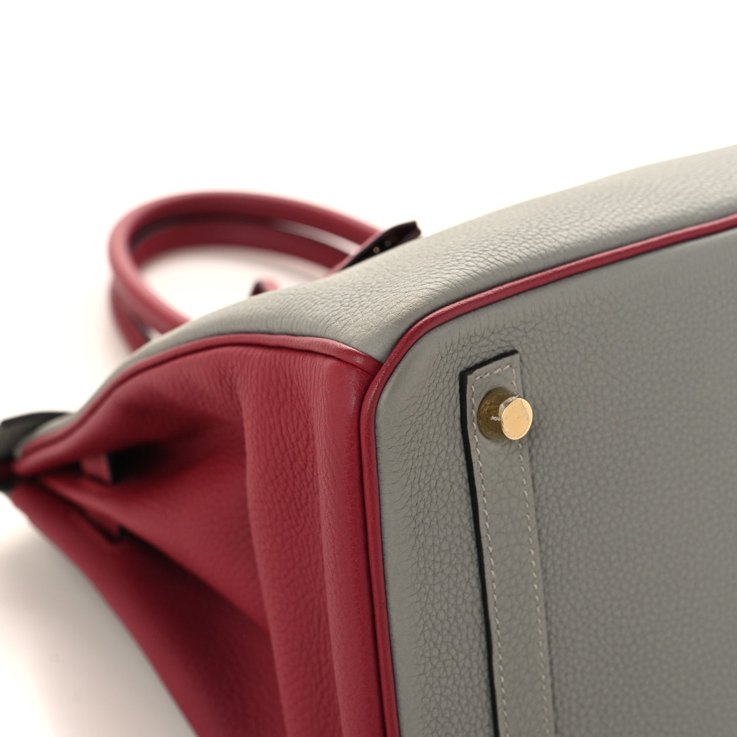 Togo Birkin 30 Gris Mouette Rouge Grenat