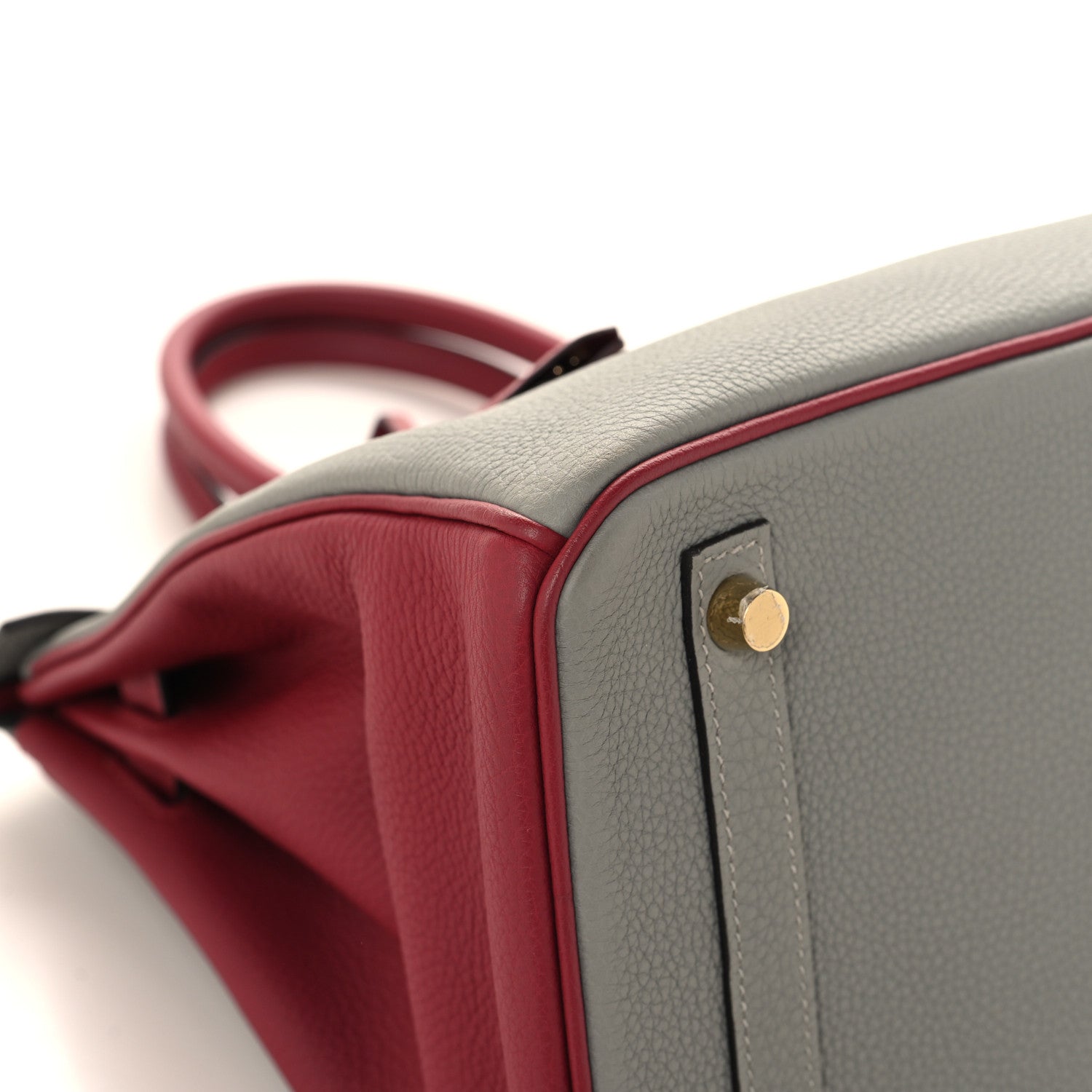 Hermes Togo Birkin 30 Gris Mouette Rouge Grenat 9 of 13