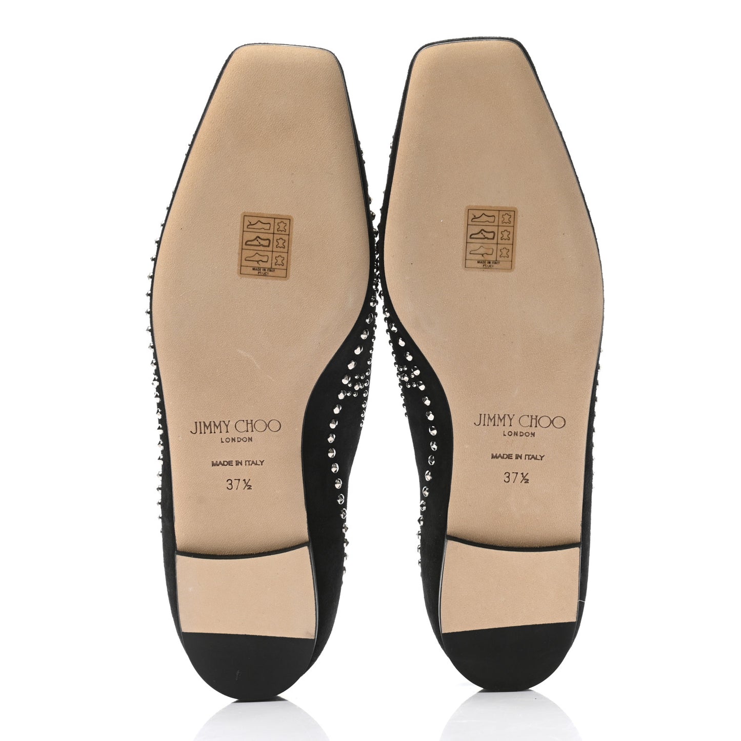 Suede Floral Studded Joselyn Flat 37.5 Black Silver