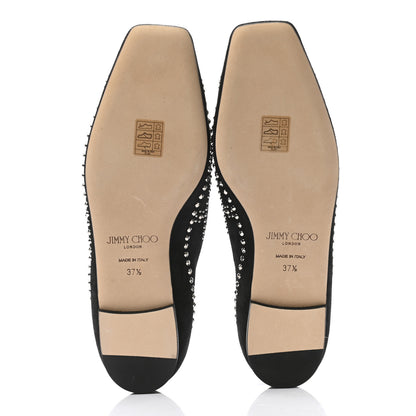 Jimmy Choo Suede Floral Studded Joselyn Flat 37.5 Black Silver 5 of 8