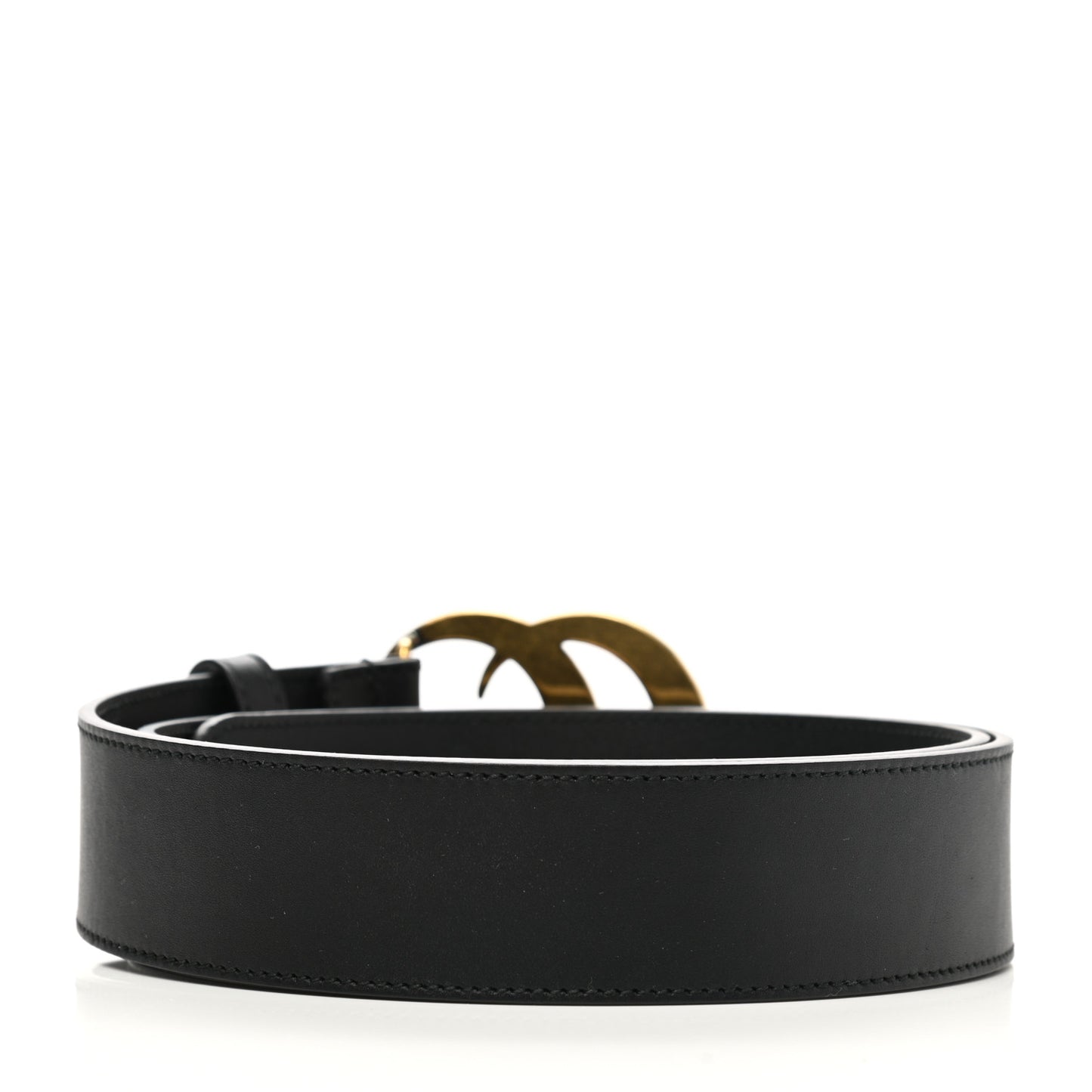 Moon Calfskin Pearl Double G 40mm Belt 90 36 Black Cream