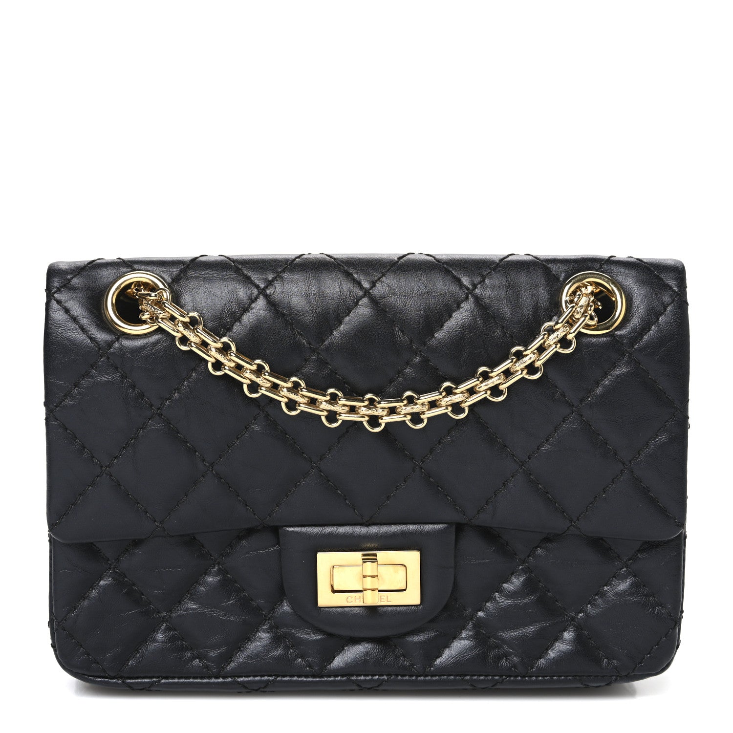 Chanel Aged Calfskin Quilted 2.55 Reissue Mini Flap Black 1 of 12