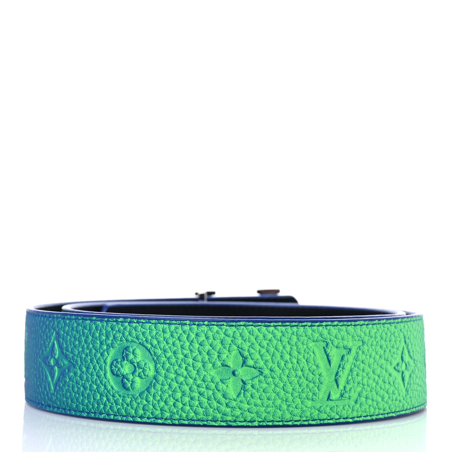 Taurillon Illusion 40mm LV Initiales Reversible Belt 95 38 Bleu Vert