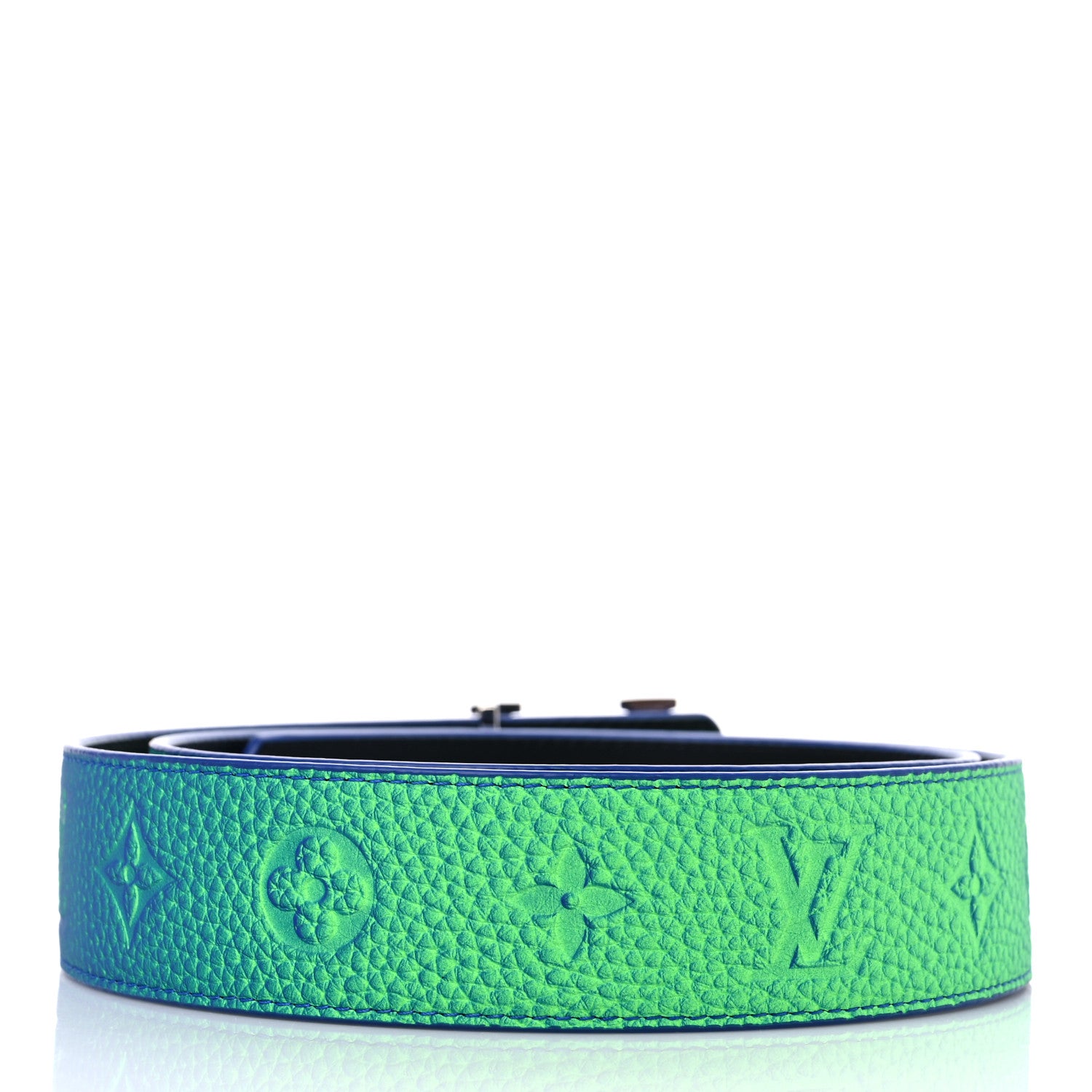 Louis Vuitton Taurillon Illusion 40mm LV Initiales Reversible Belt 95 38 Bleu Vert 2 of 4
