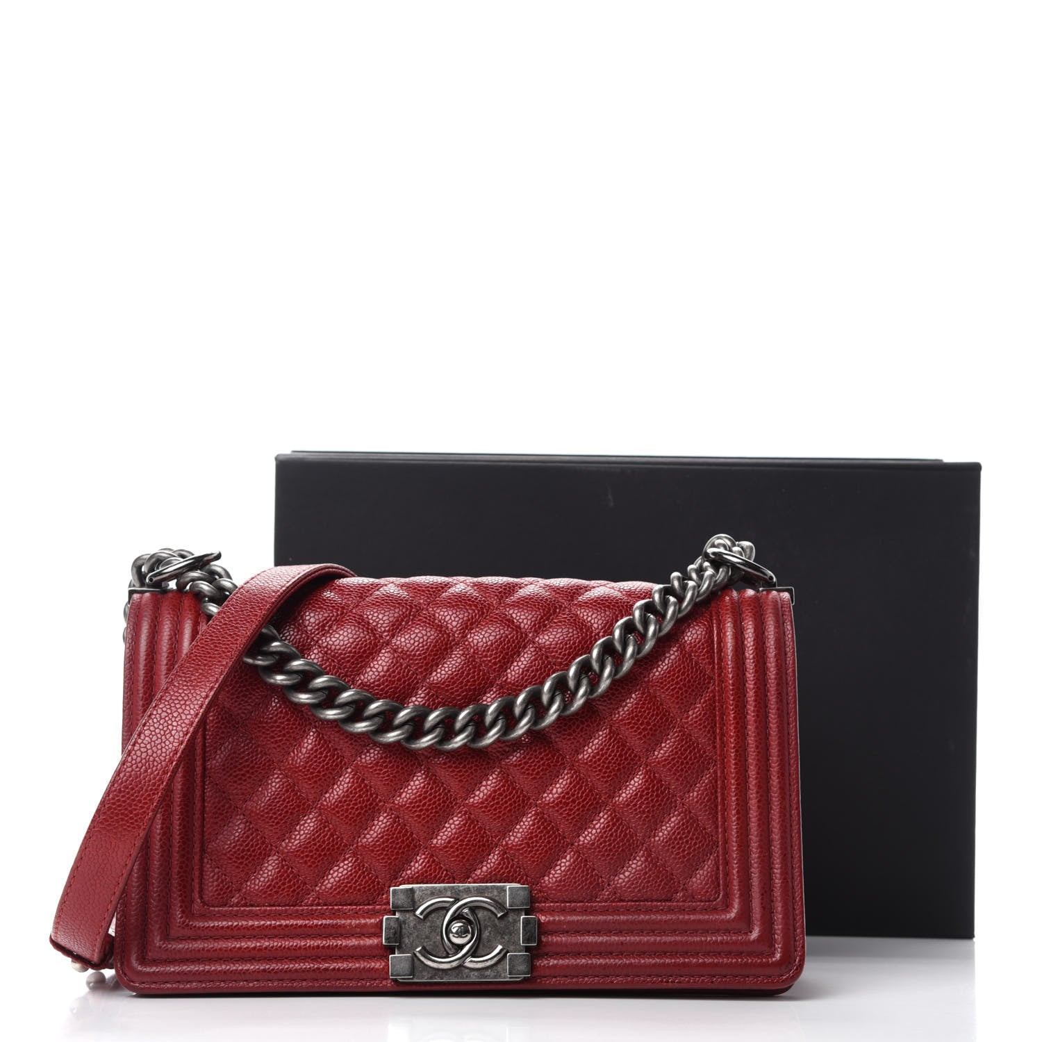 Chanel Caviar Quilted Medium Boy Flap Red 12 of 12