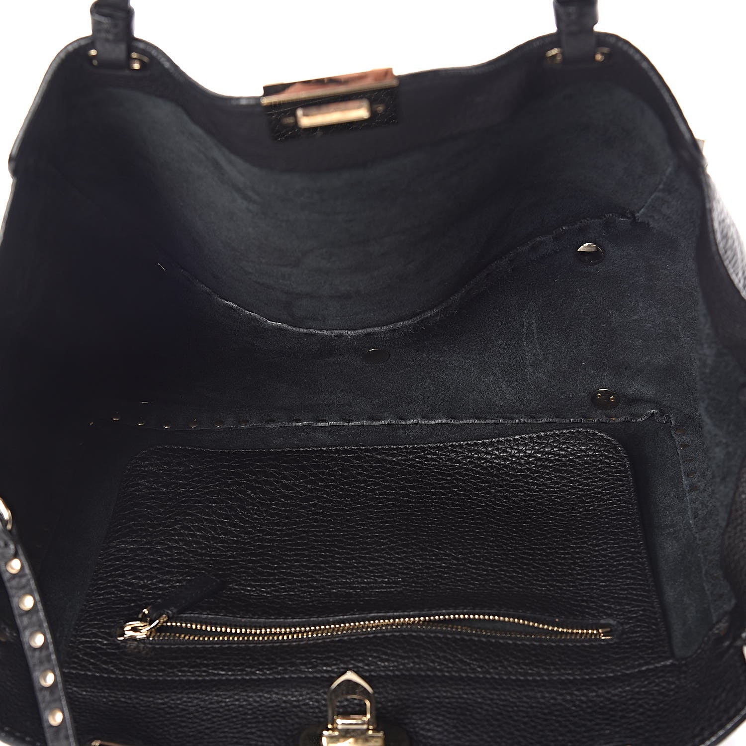 Valentino Garavani Alce Printed Calfskin Medium Rockstud Tote Black 6 of 10