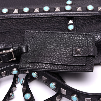Valentino Garavani Alce Calfskin My Rockstud Rolling Frame Bag Black 12 of 15