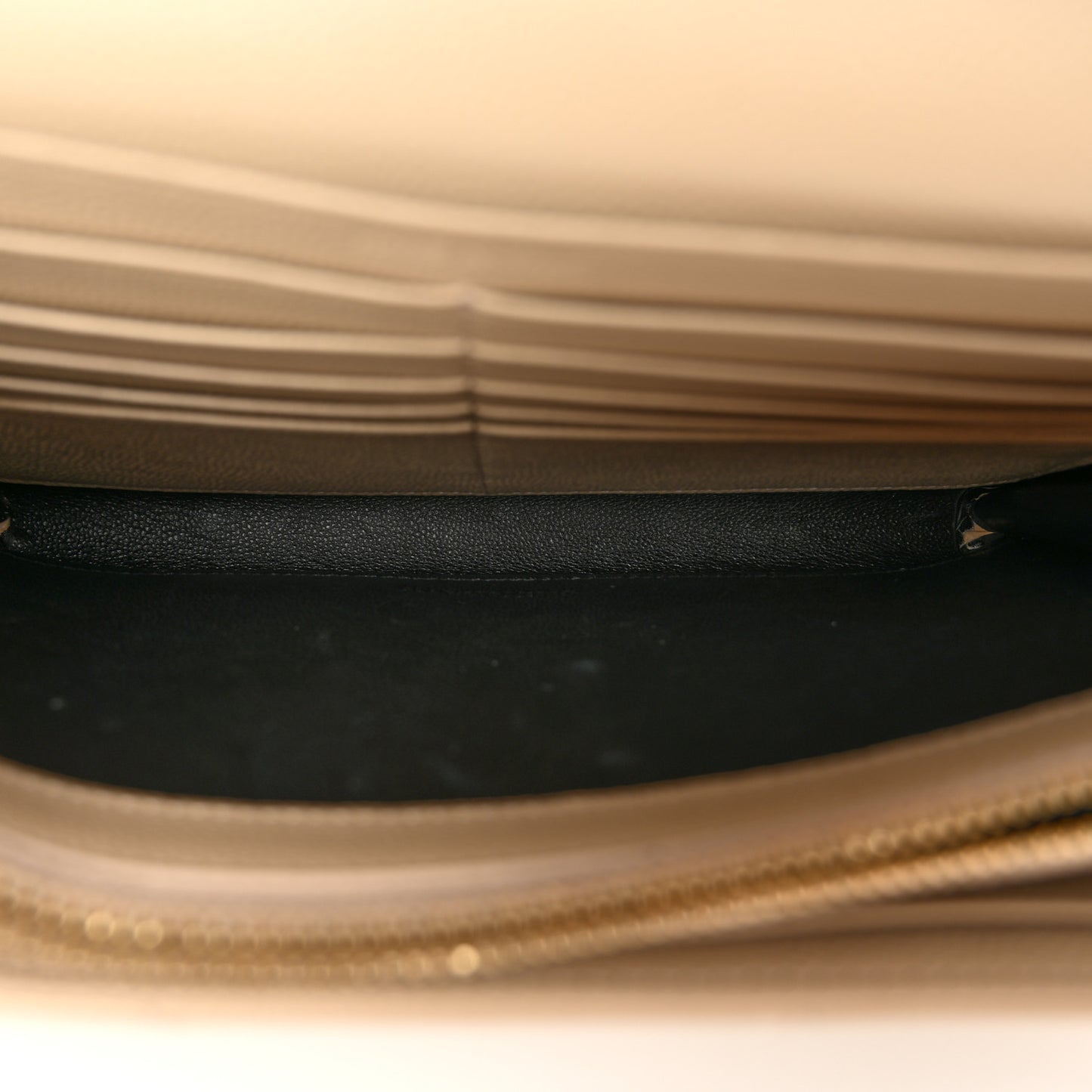 Grain De Poudre Matelasse Chevron Monogram Chain Wallet Dark Beige