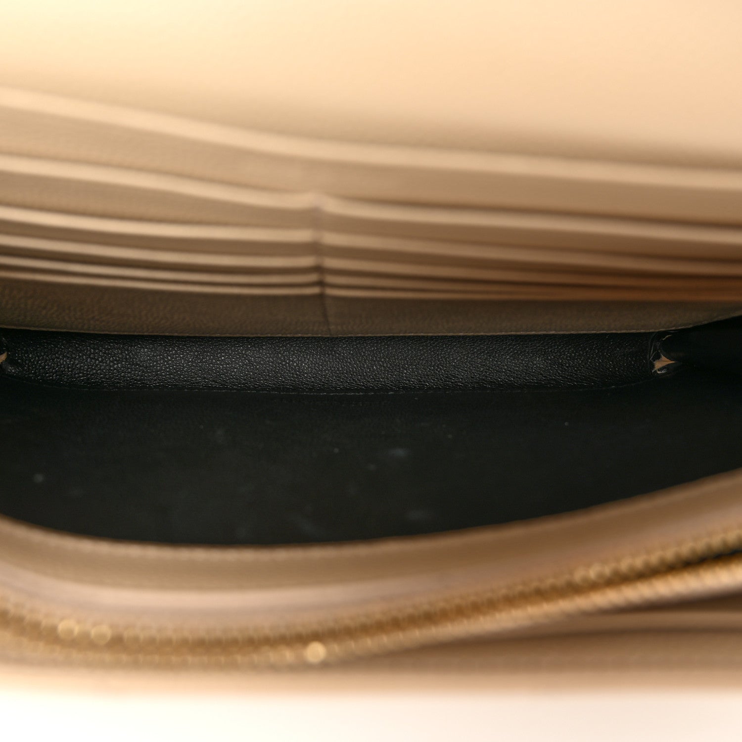 Saint Laurent Grain De Poudre Matelasse Chevron Monogram Chain Wallet Dark Beige 5 of 11