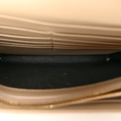 Saint Laurent Grain De Poudre Matelasse Chevron Monogram Chain Wallet Dark Beige 5 of 11
