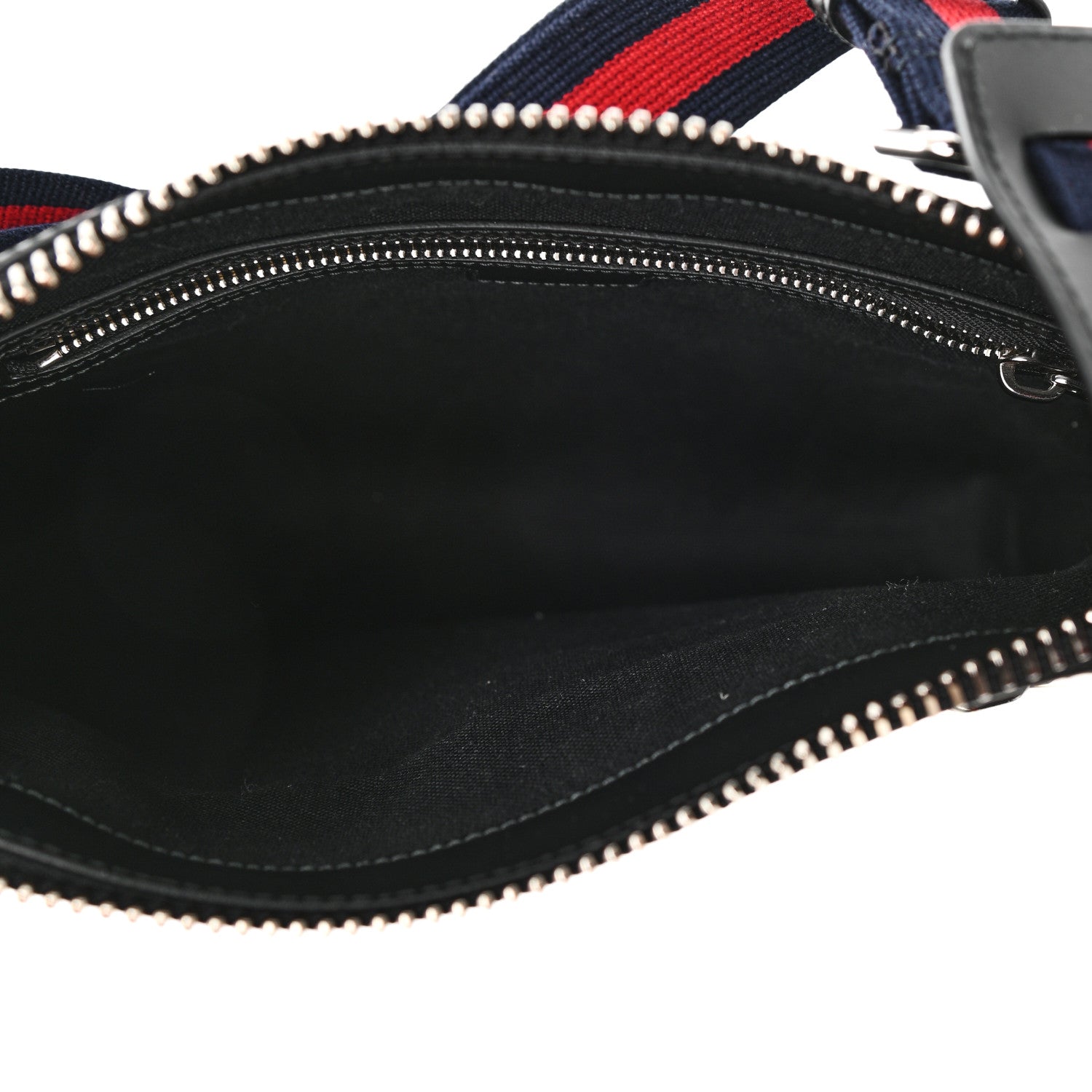 Gucci GG Supreme Monogram Appia Calfskin Web Flat Messenger Bag Black Grey 5 of 9