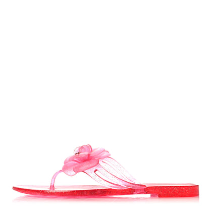 Chanel Glitter Jelly Camellia Thong Sandals 39 Pink 1 of 6