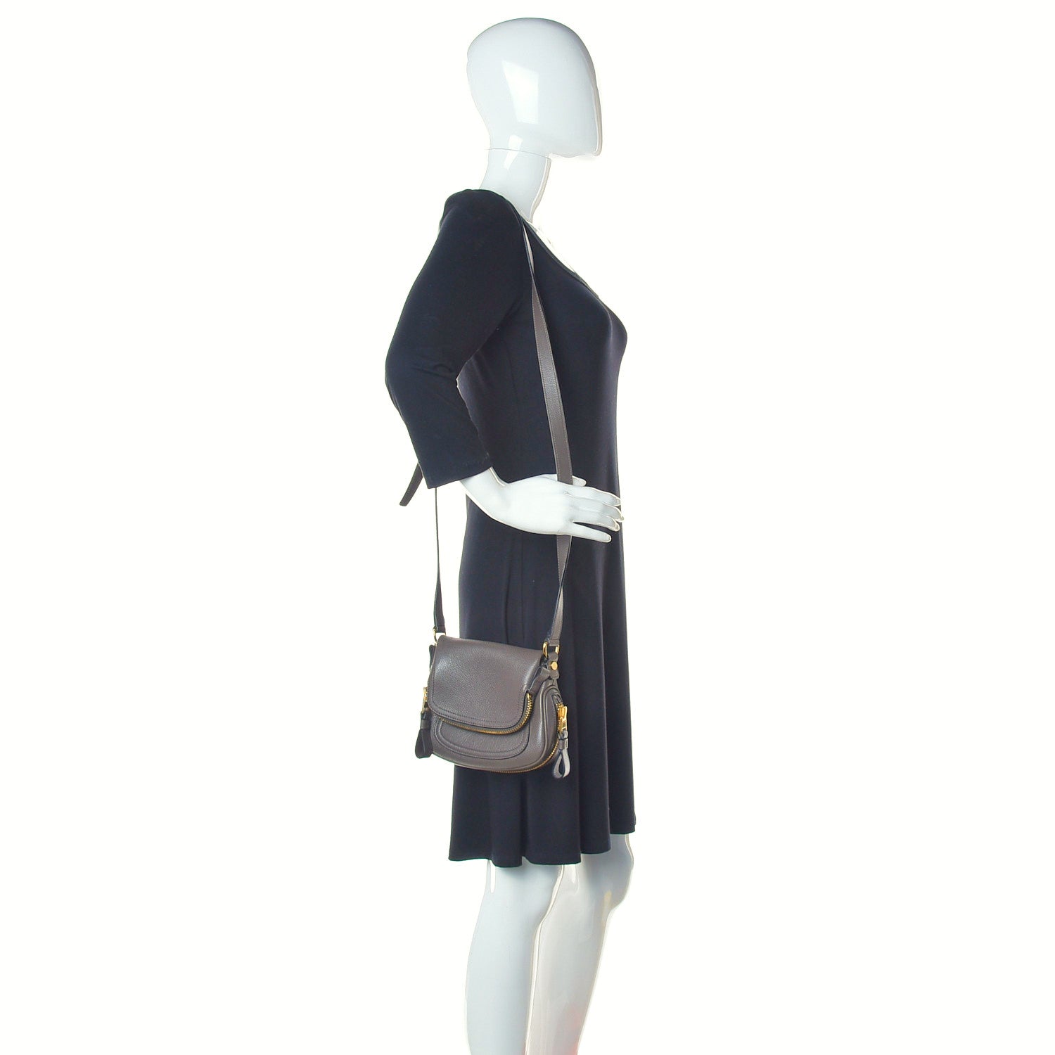 Tom Ford Calfskin Mini Jennifer Crossbody Bag Grey 2 of 11