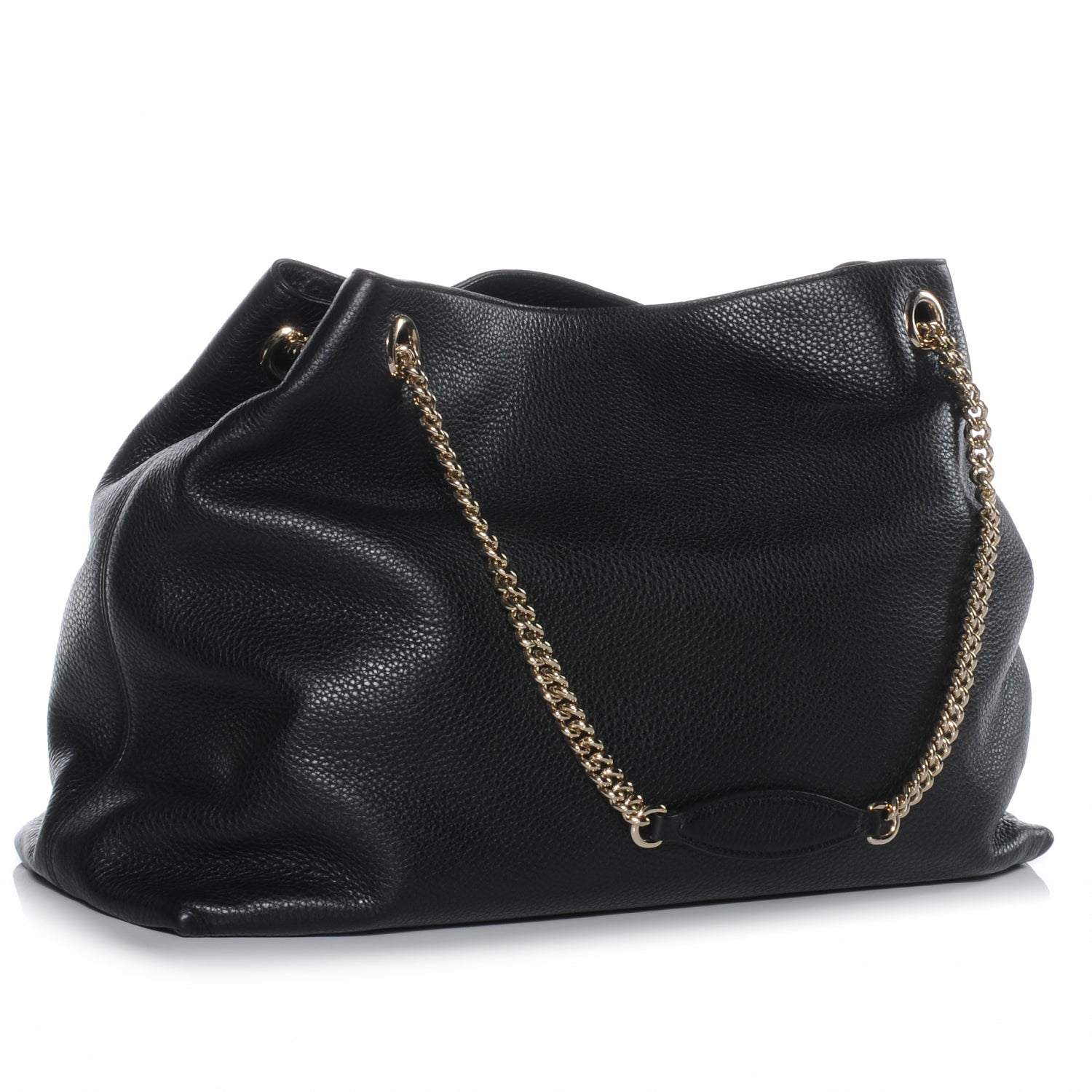 Gucci Pebbled Calfskin Large Soho Chain Shoulder Bag Black 3 of 7