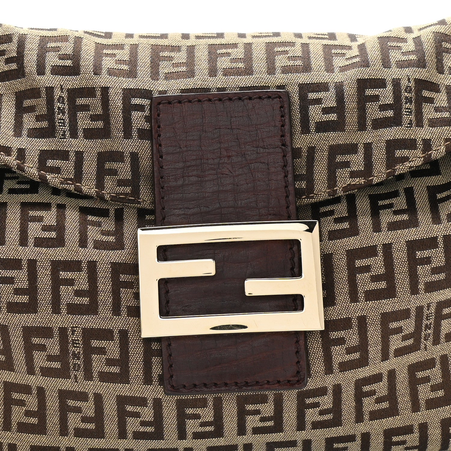 Fendi Zucchino Vitello Baguette Mogano Panna Bruciato 7 of 9