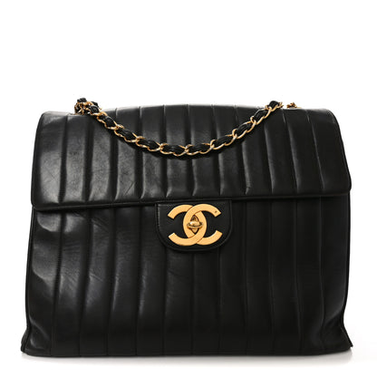 Chanel Lambskin Vertical Quilted XL Jumbo Single Flap Black 1 of 10