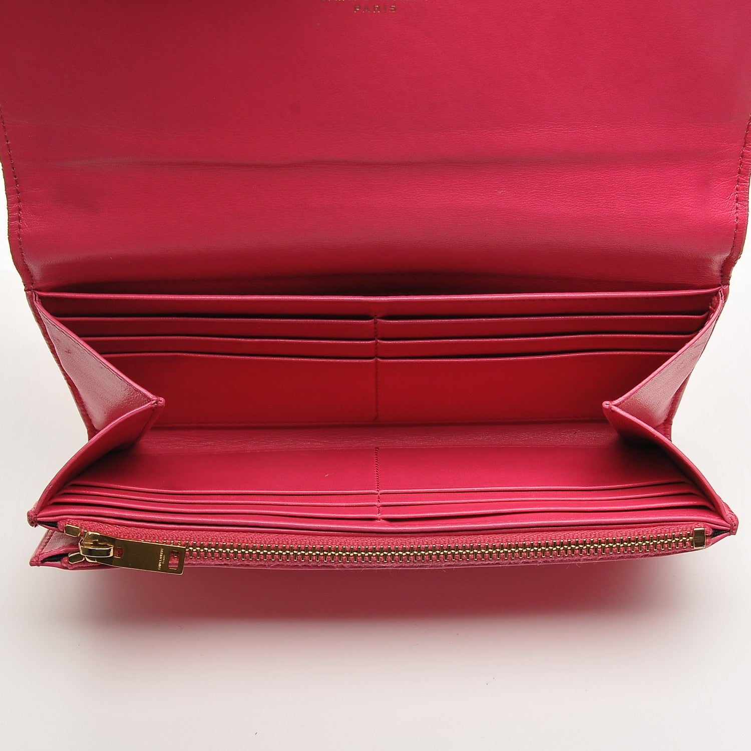 Saint Laurent Patent Grain de Poudre Classic Large Letters Flap Wallet Bubblegum 5 of 6