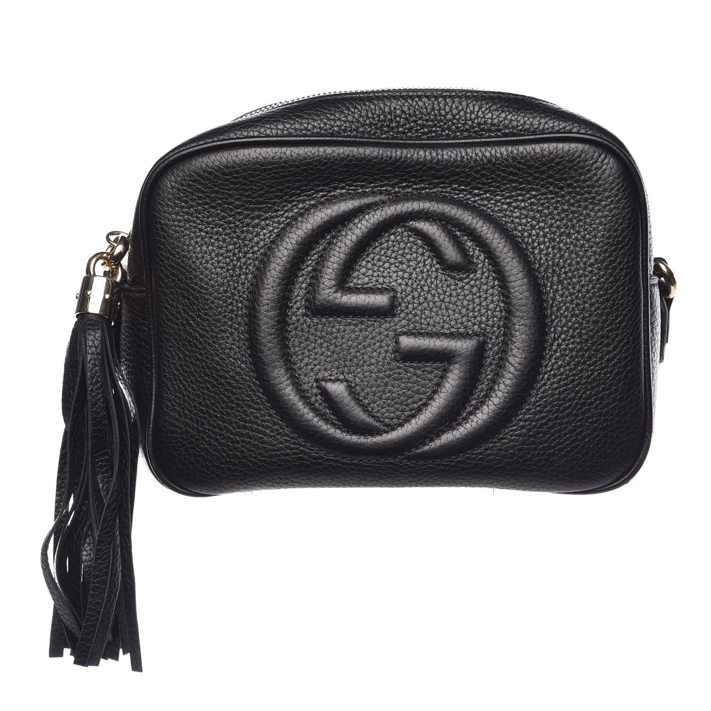 Pebbled Calfskin Small Soho Disco Bag Black