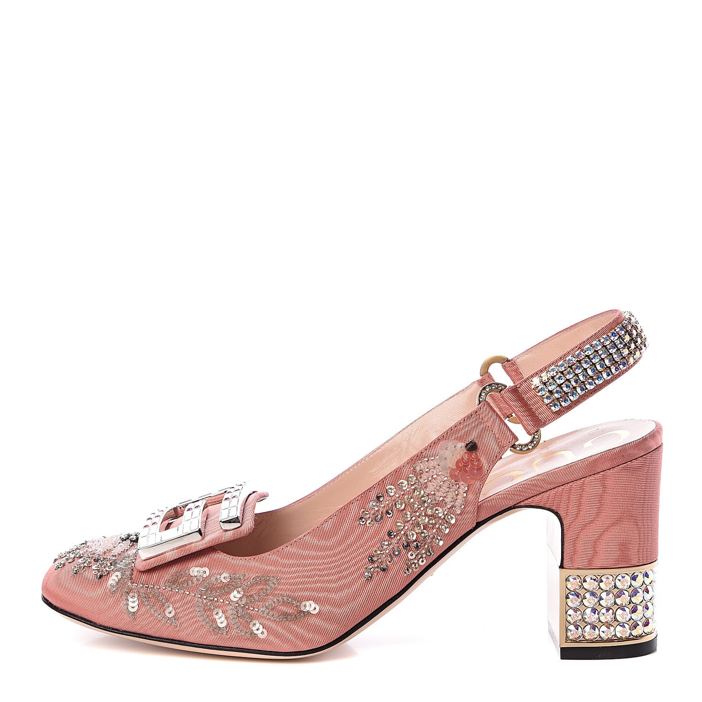Moire Fabric Eyes Crystal Square G Madelyn Slingbacks 41 New Blush