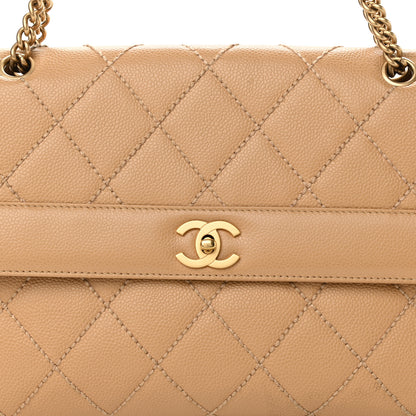 Chanel Caviar Quilted Wild Stitch Medium Single Flap Beige 9 of 12