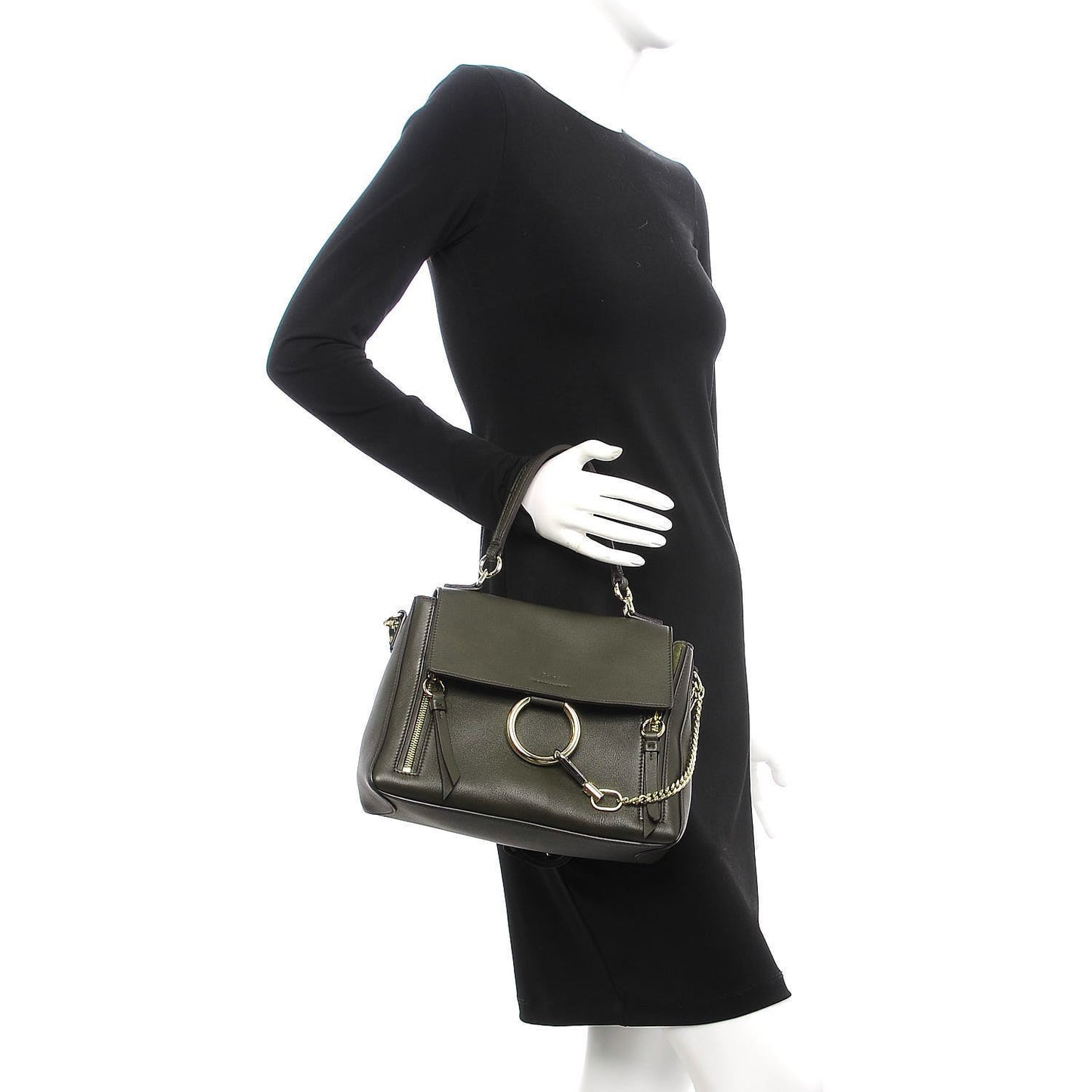 Calfskin Small Faye Day Shoulder Bag Deep Forest