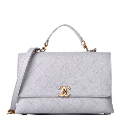 Chanel Caviar Diamond Stitched Top Handle Flap Grey 1 of 10