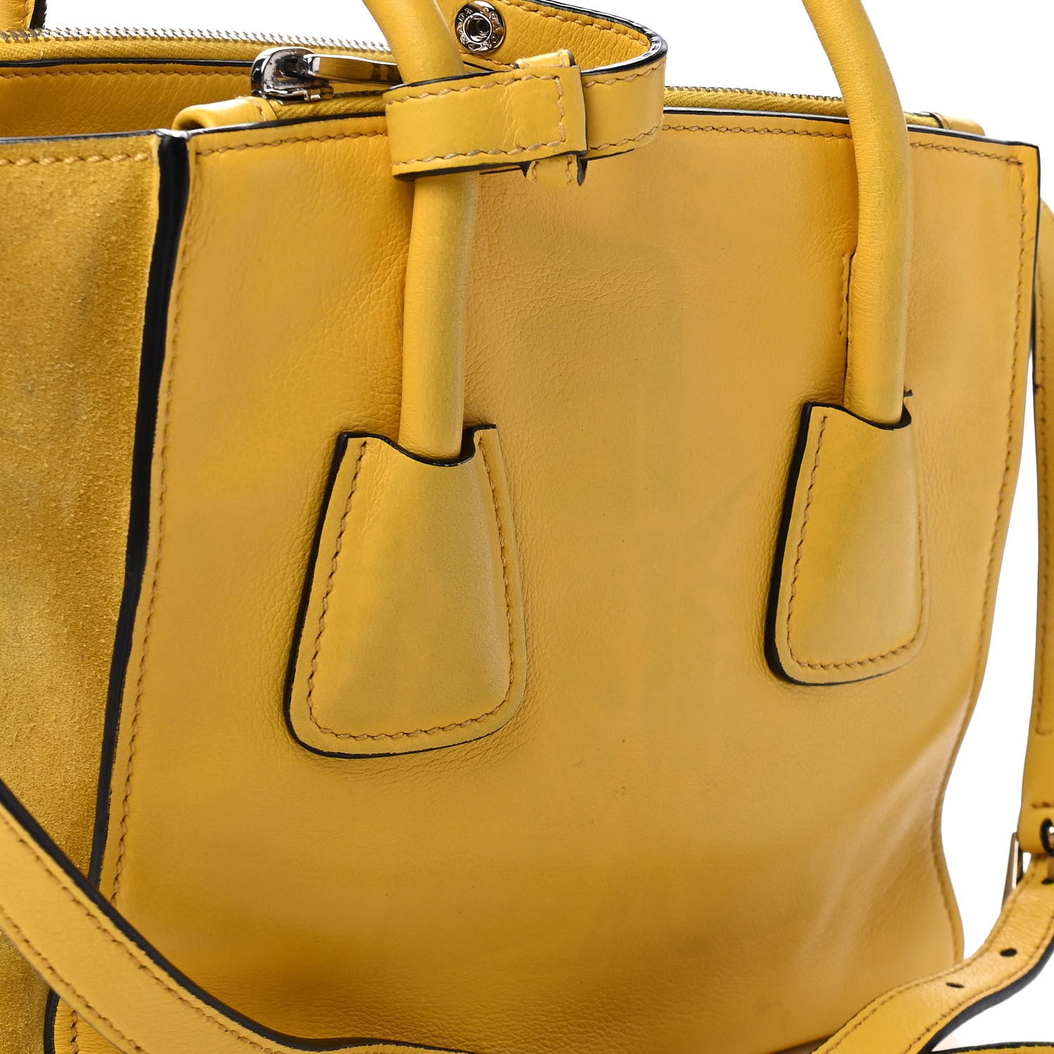 Prada Glace Calfskin Suede Twin Pocket Tote Sole 5 of 7