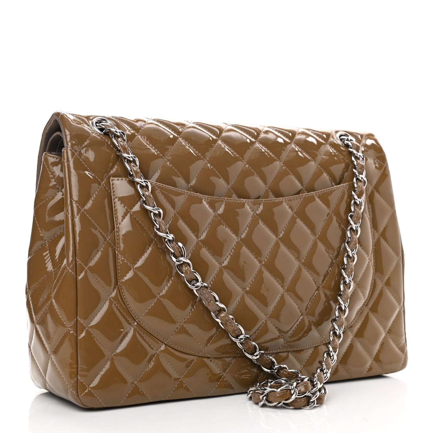 Chanel Patent Calfskin Quilted Maxi Double Flap Grey 3 of 10