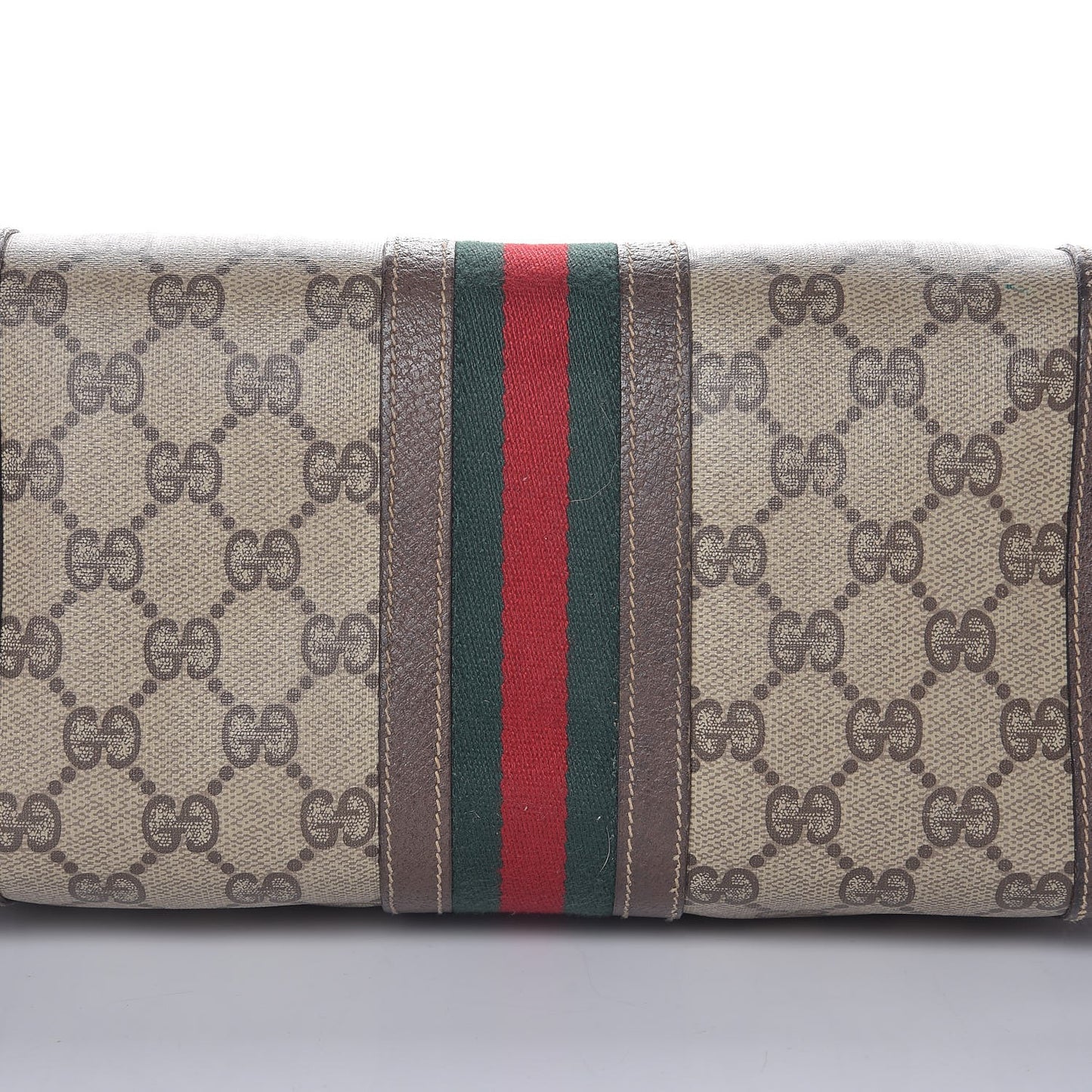 GG Plus Monogram Vintage Web Small Boston Dark Brown