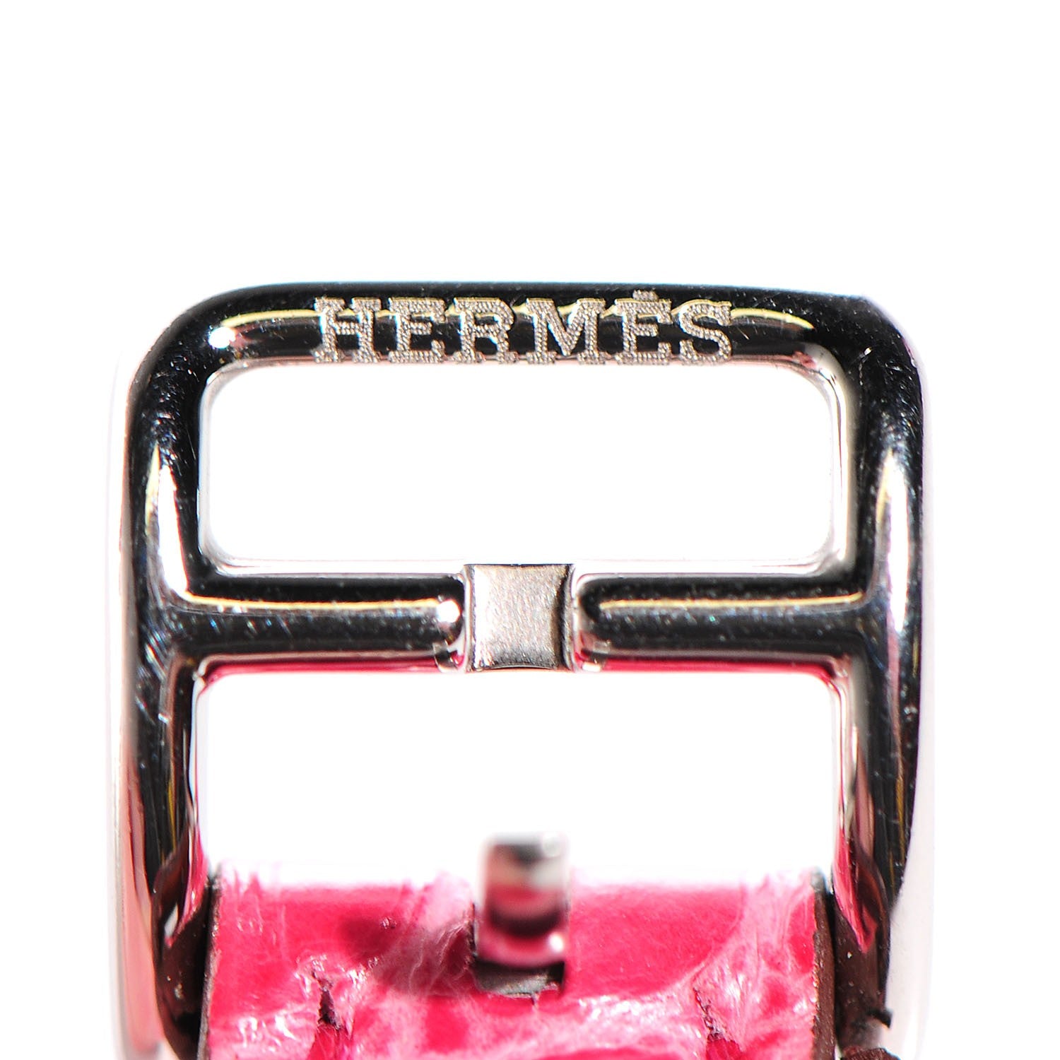 Hermes Stainless Steel Alligator Diamond Mother of Pearl 21mm Heure H Hour Quartz Watch Framboise 13 of 16