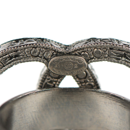 Chanel Ruthenium Crystal CC Ring 5.5 4 of 5