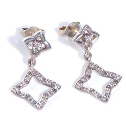 David Yurman Sterling Silver Diamond Quatrefoil Drop Earrings 1 of 5