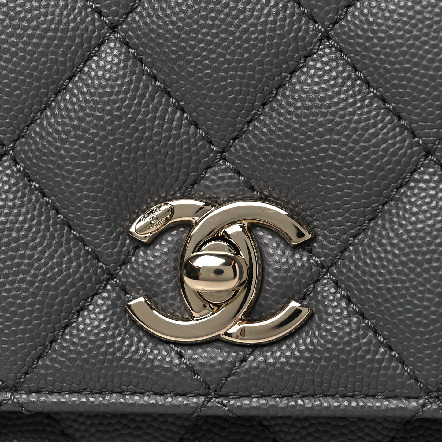 Caviar Quilted Mini Coco Handle Flap Grey
