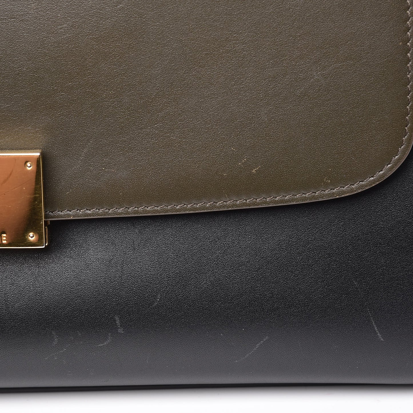 Satin Calfskin Small Tri-Color Trapeze Khaki