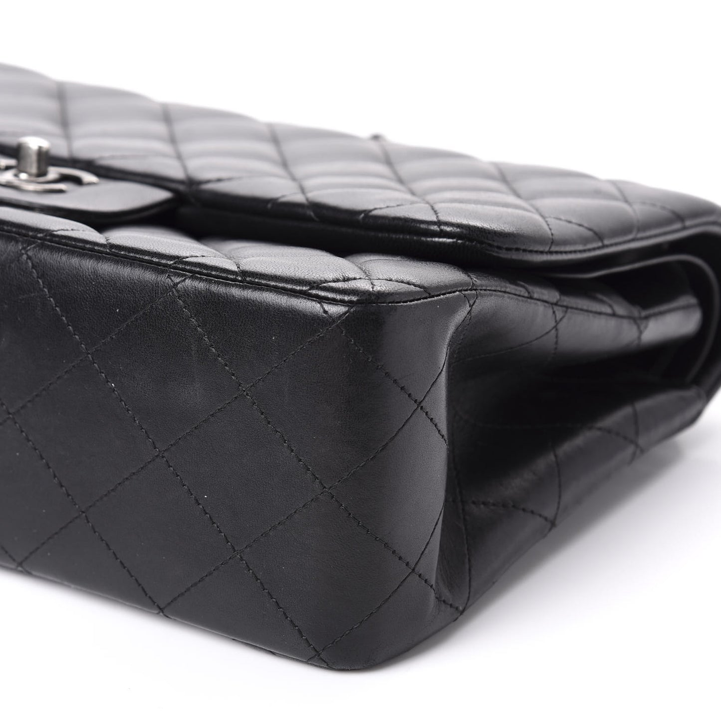 Lambskin Quilted Jumbo Double Flap Black