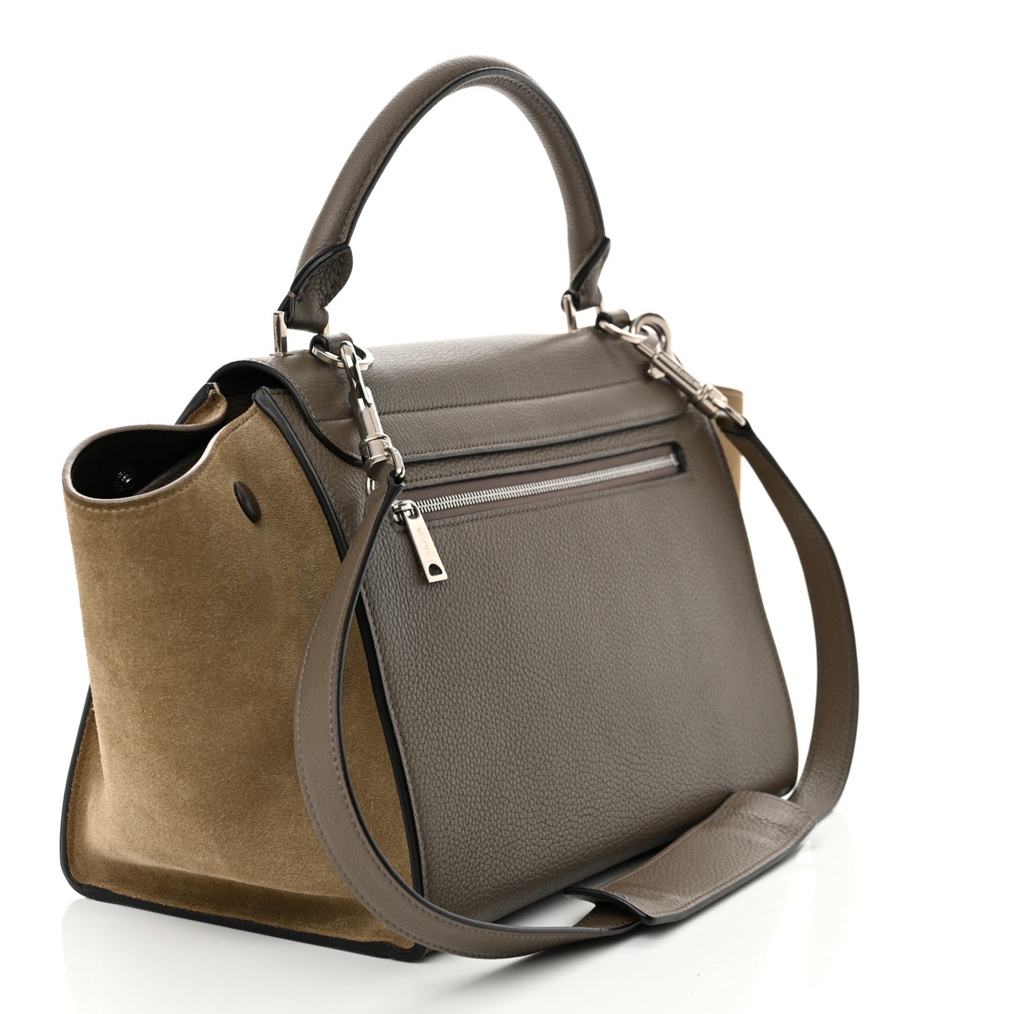 Drummed Calfskin Suede Small Trapeze Souris