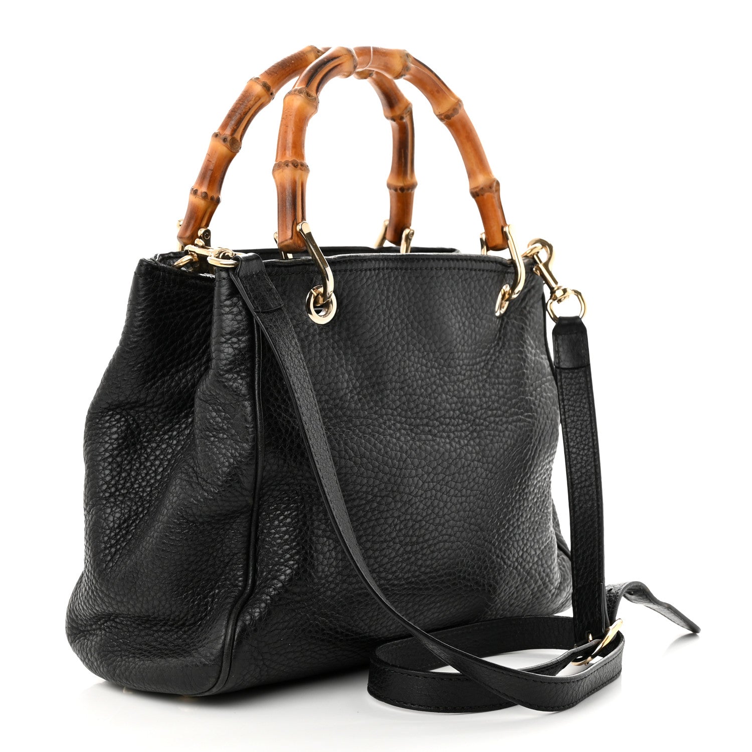 Gucci Calfskin Small Bamboo Shopper Tote Black 3 of 20