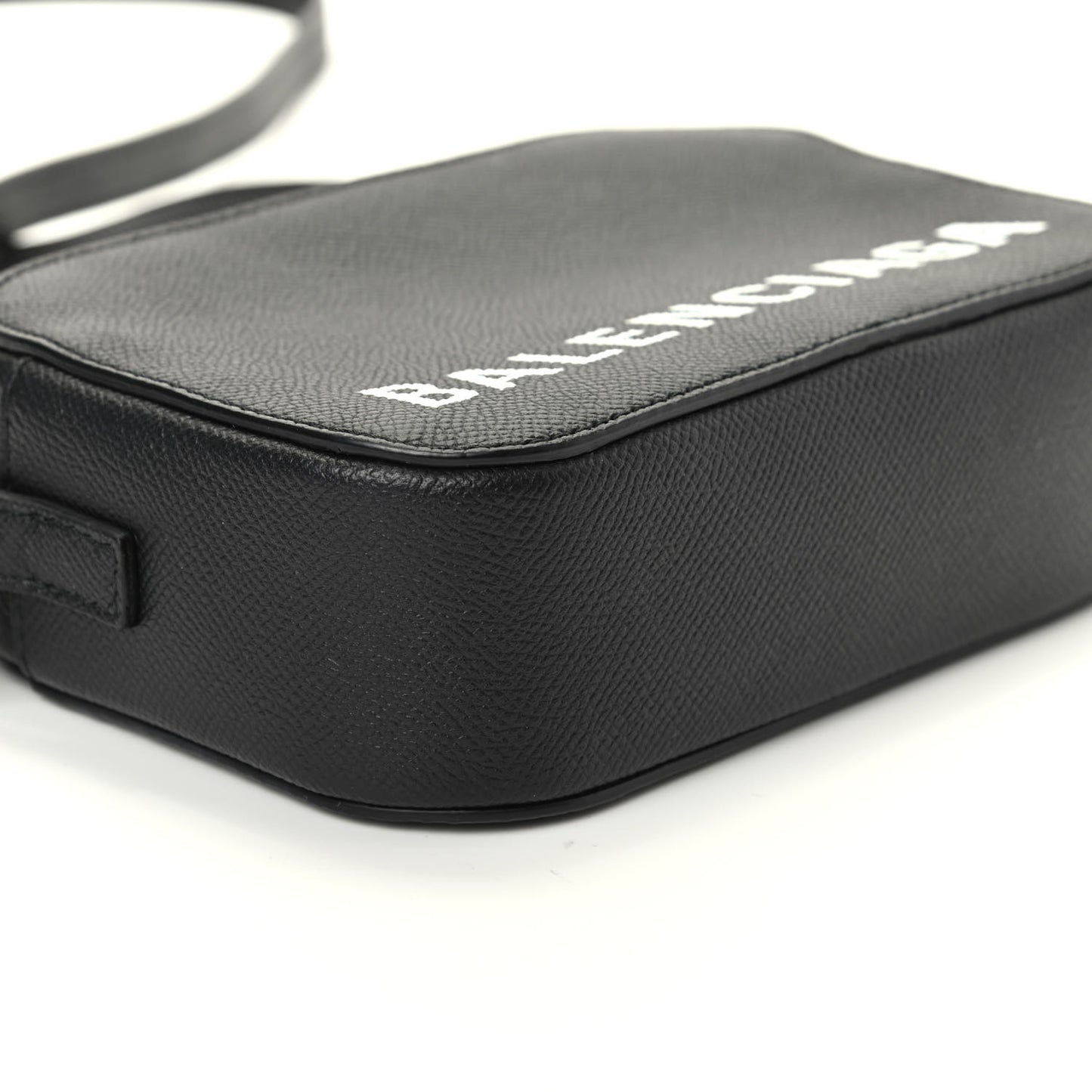 Signature Grained Calfskin Logo XS Ville Camera Bag Black White