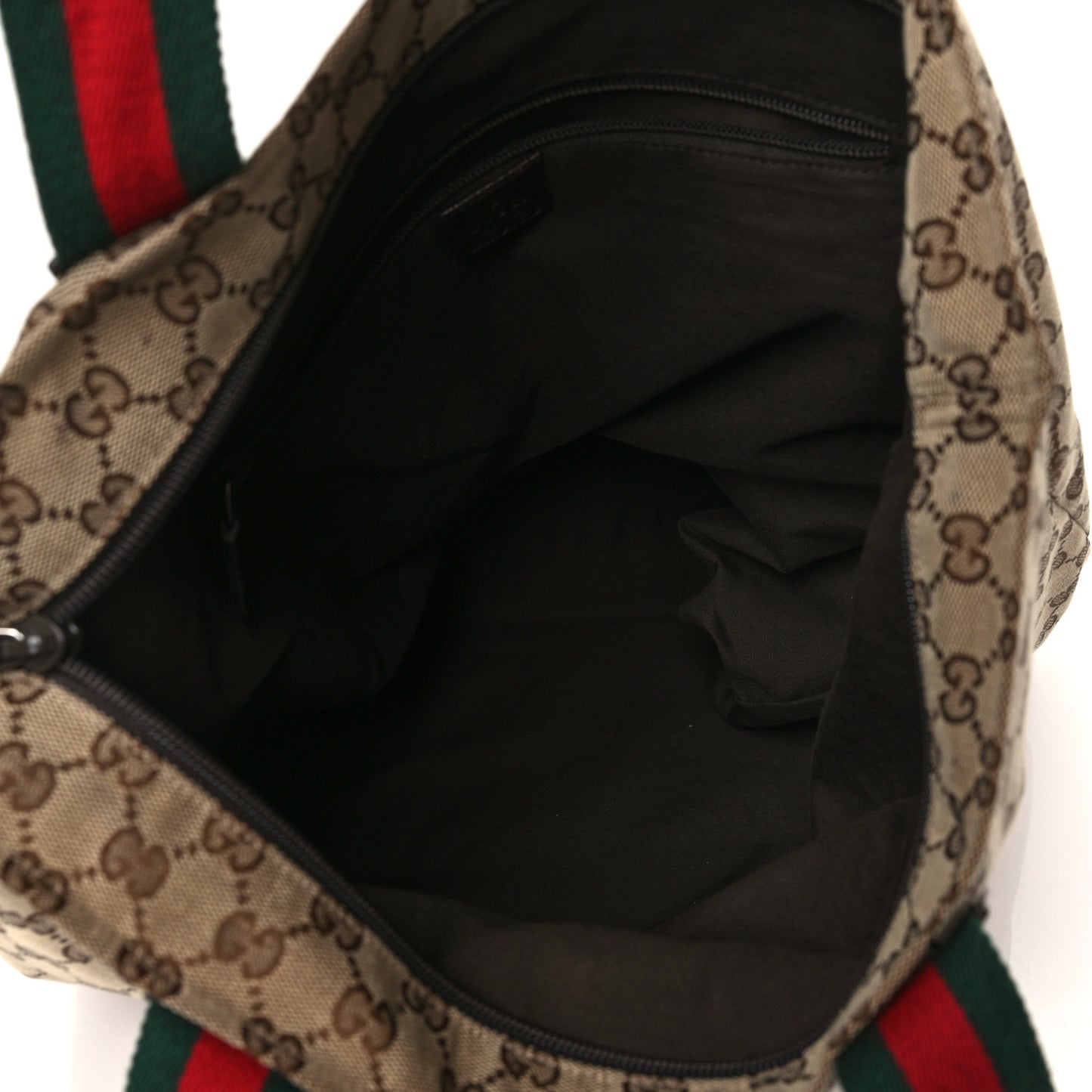 GG Monogram Large Web Handle Vertical Tote Dark Brown