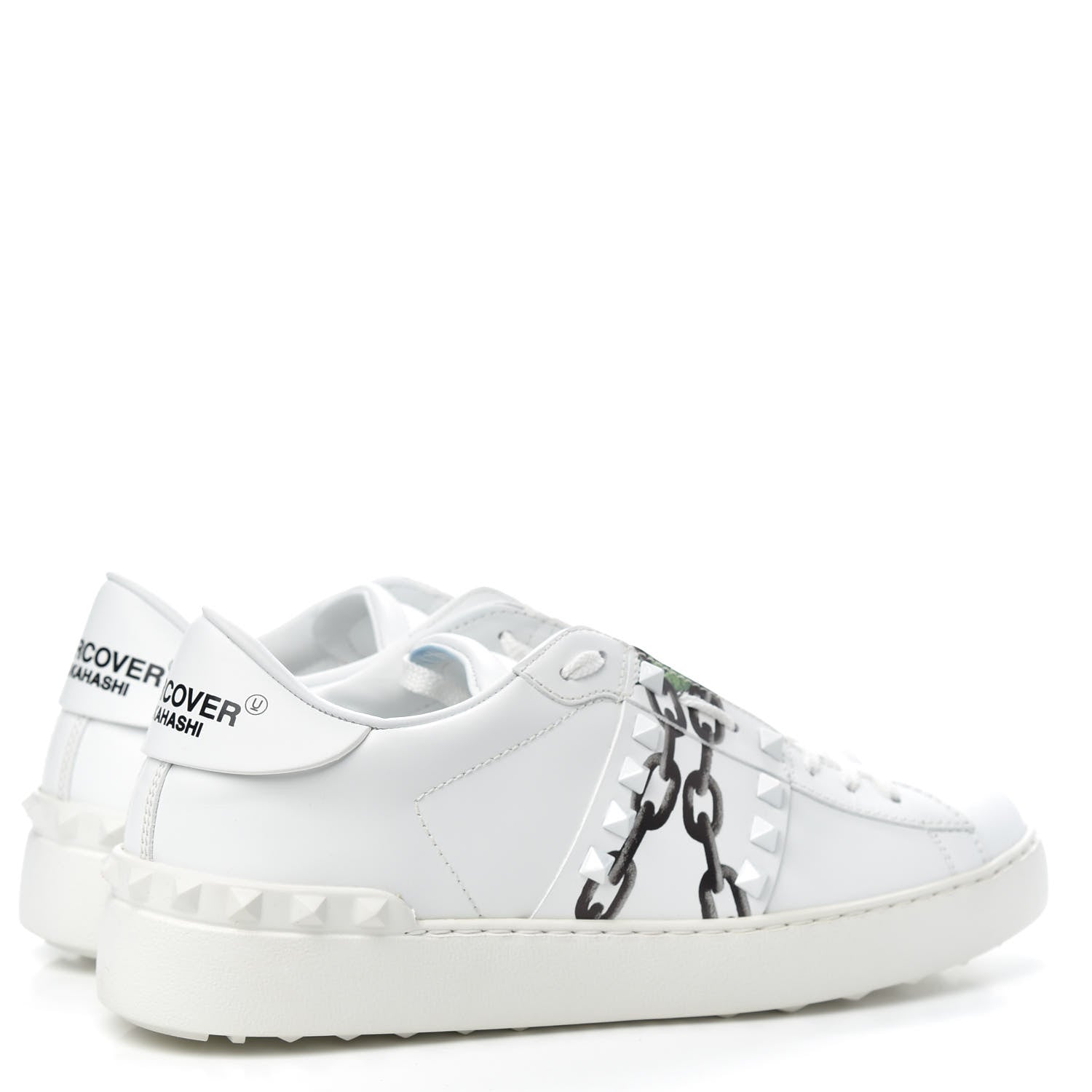 Valentino Garavani X UNDERCOVER Calfskin Womens Untitled Rockstud Open Sneakers 41 White 4 of 10
