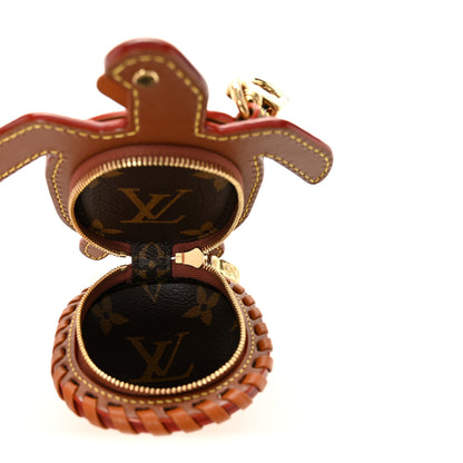 Louis Vuitton Raffia Calfskin Monogram LV Turtle Pouch Bag Charm Brown 4 of 4