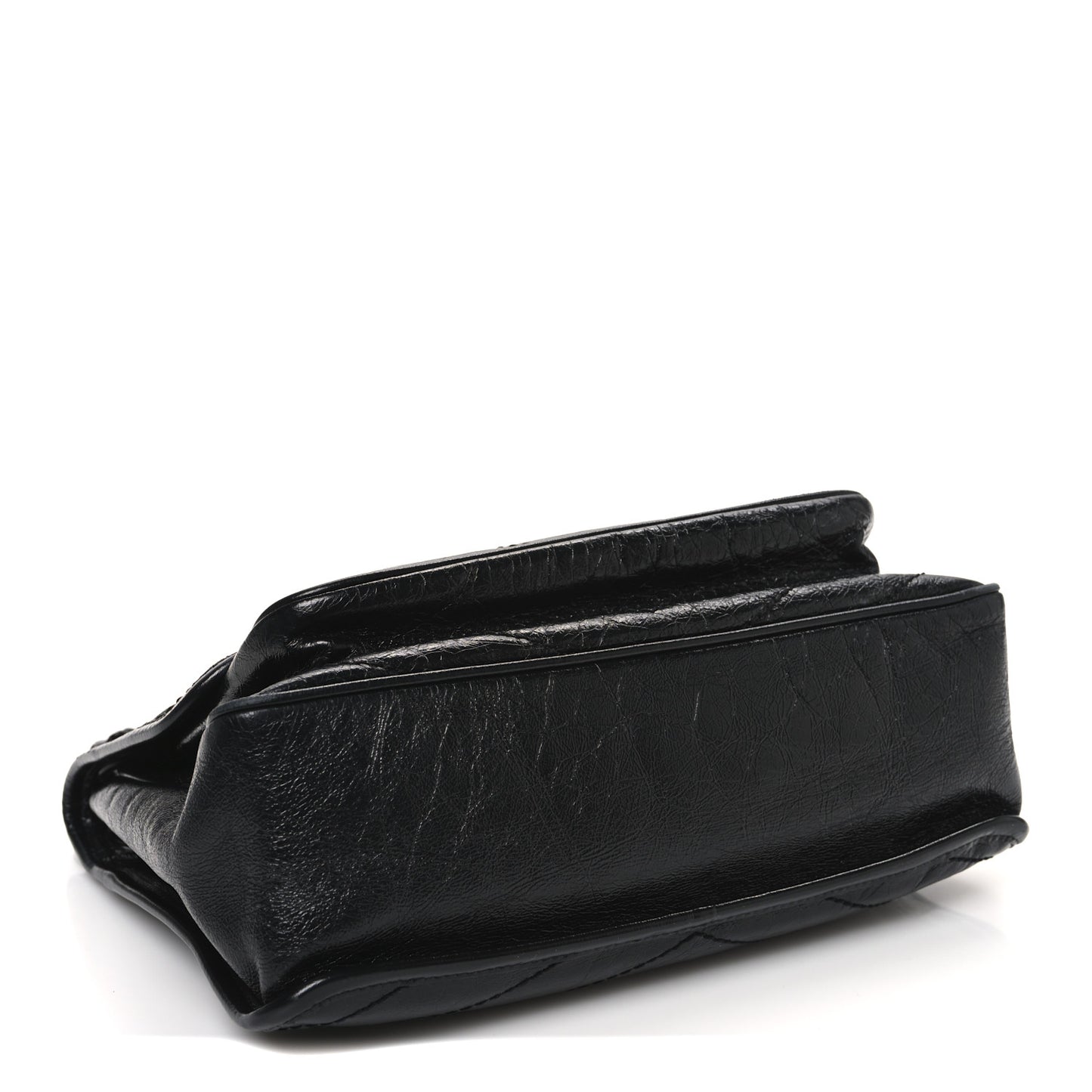 Crinkled Calfskin Matelasse Monogram Medium Niki Chain Satchel Black